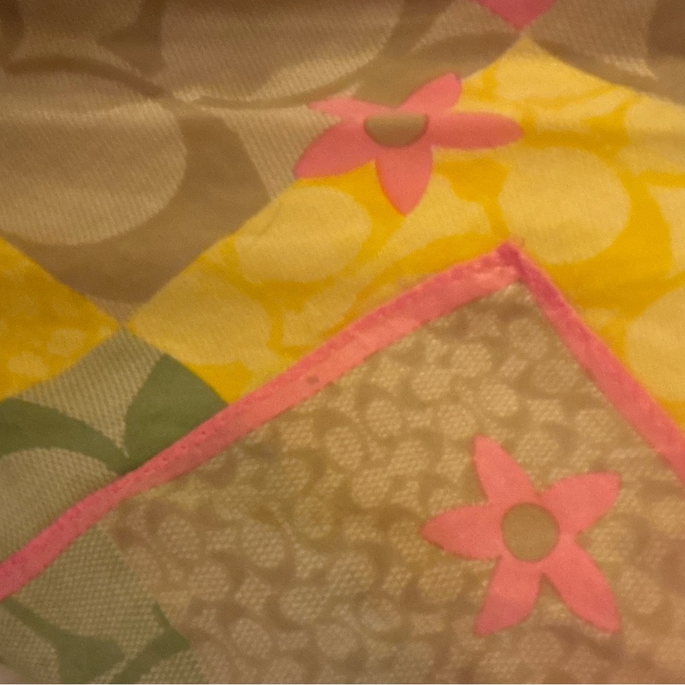 Coach Pink and Green 100% Silk neck/hair/purse Scarf, the Hamptons collection. - Picture 11 of 17